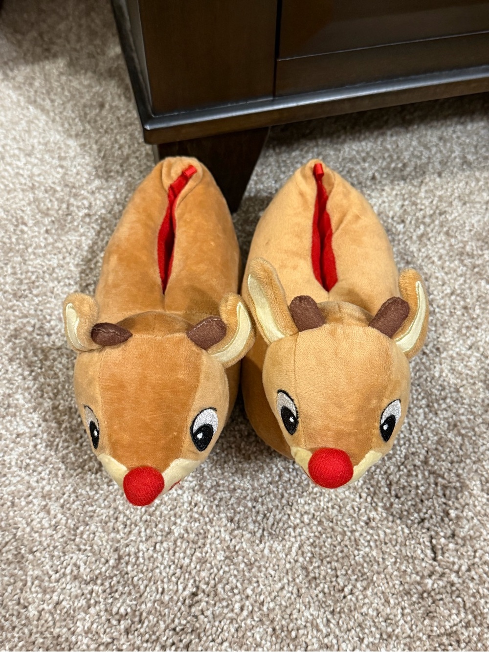 Plush Reindeer Kids Slippers size 7-8